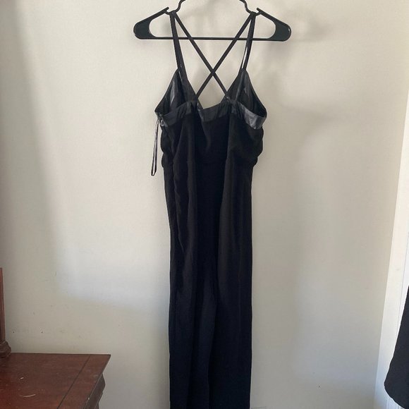 Black Jumpsuit with Leather Trim - Picture 3 of 6